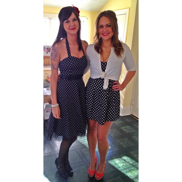 True Vintage Polka Dot Strapless Mini Dress Black & White - Picture 5 of 15